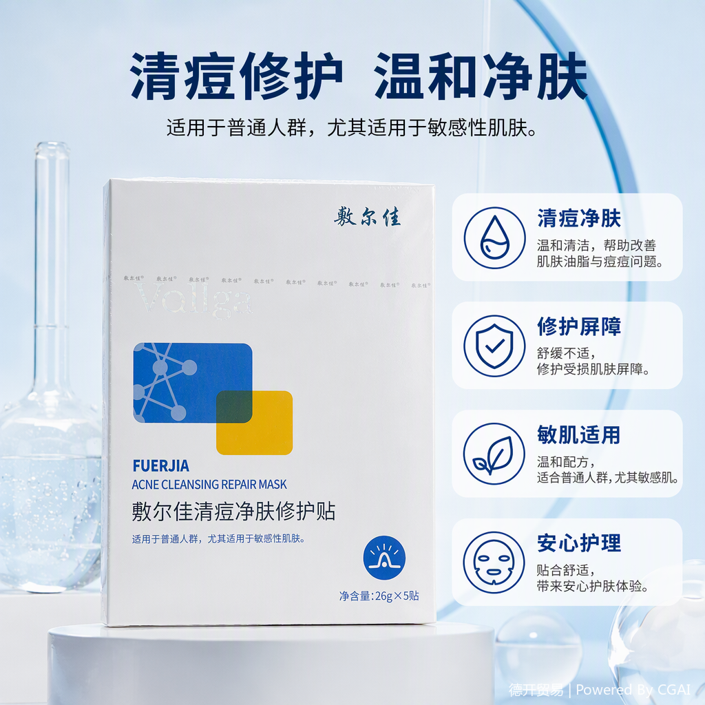 Fuerjia Acne-Clearing, skin-cleansing and Repairing Patch in white packaging box, deep oil-control and acne-soothing care patch