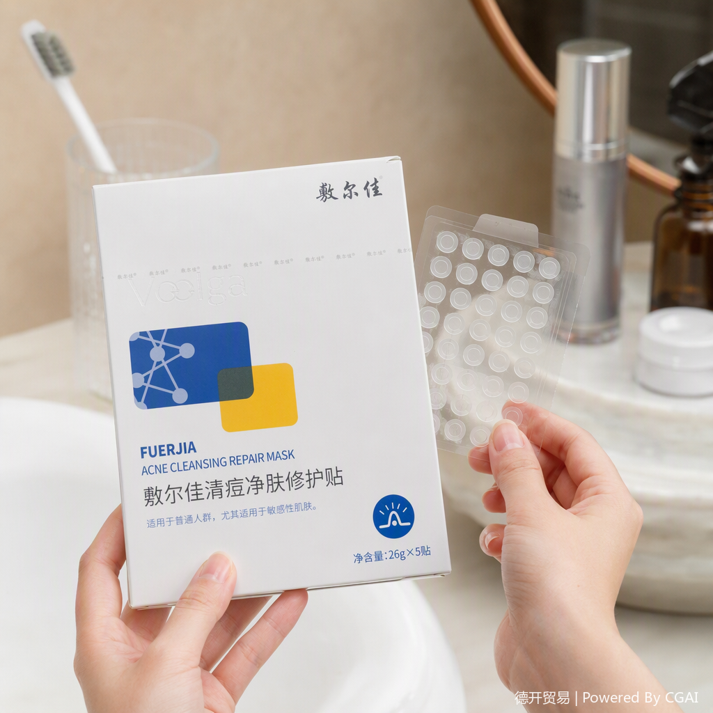 Fuerjia Acne-Clearing, skin-cleansing and Repairing Patch in white packaging box, deep oil-control and acne-soothing care patch details Picture