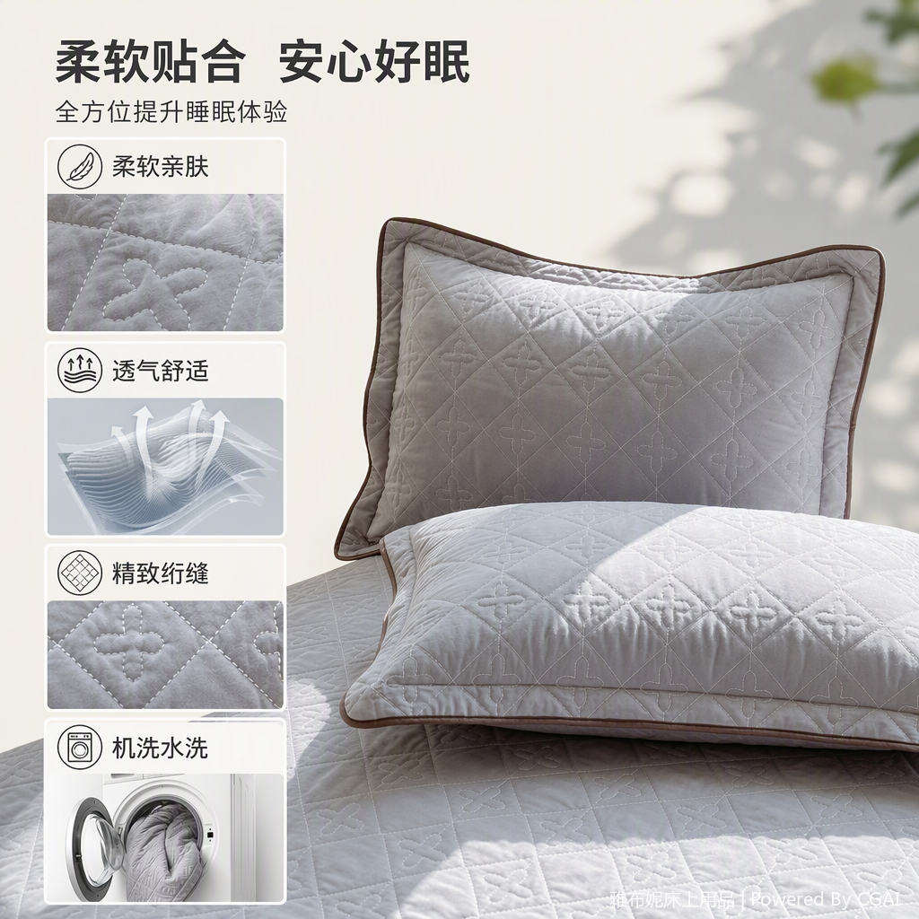 Warm quilted three-piece home textile set bedding, soft and comfortable, available in multiple colors Specification image