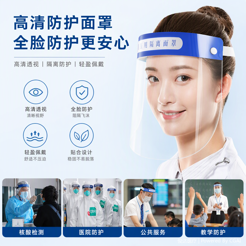 多功能面部防护面罩防尘防飞溅防护用品防护面罩防病毒防护装备成人儿童适用