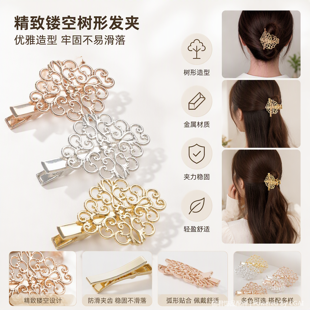 Fashionable hair clips, hair accessories, headwear, versatile and simple hair clips, hairstyle decorations, student and girl hair accessories