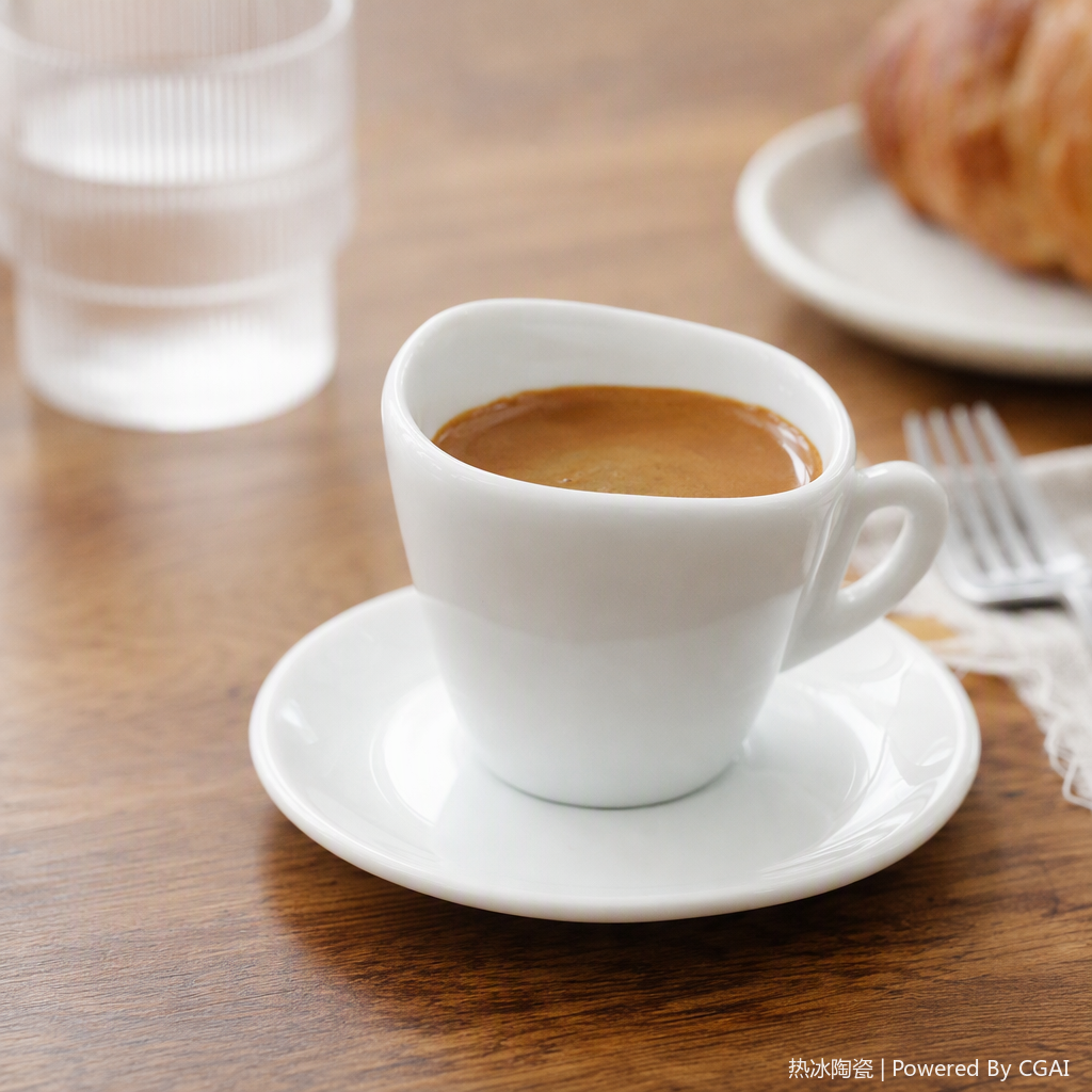 Simple white ceramic cup and plate set, tableware, home tea and water ware, creative breakfast coffee cup and plate combination details Picture