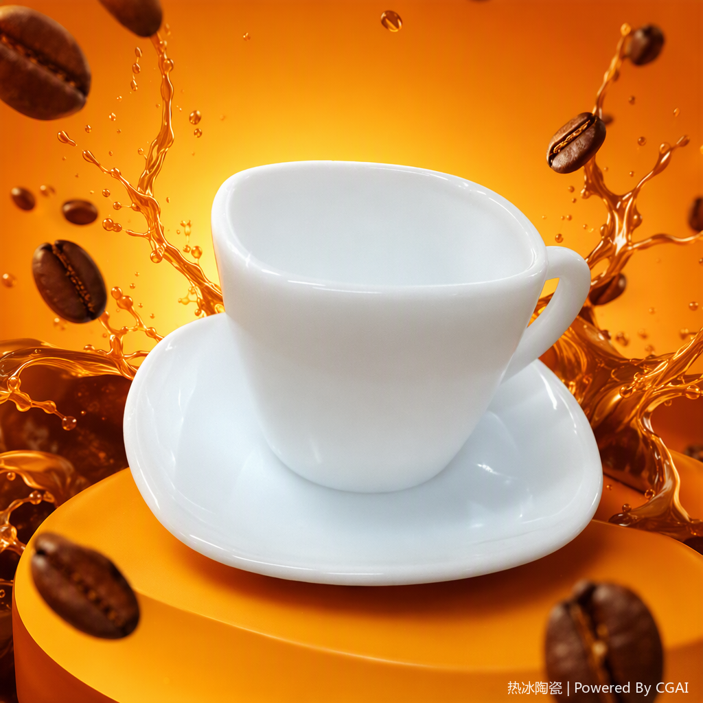 Simple white ceramic cup and plate set, tableware, home tea and water ware, creative breakfast coffee cup and plate combination Specification image