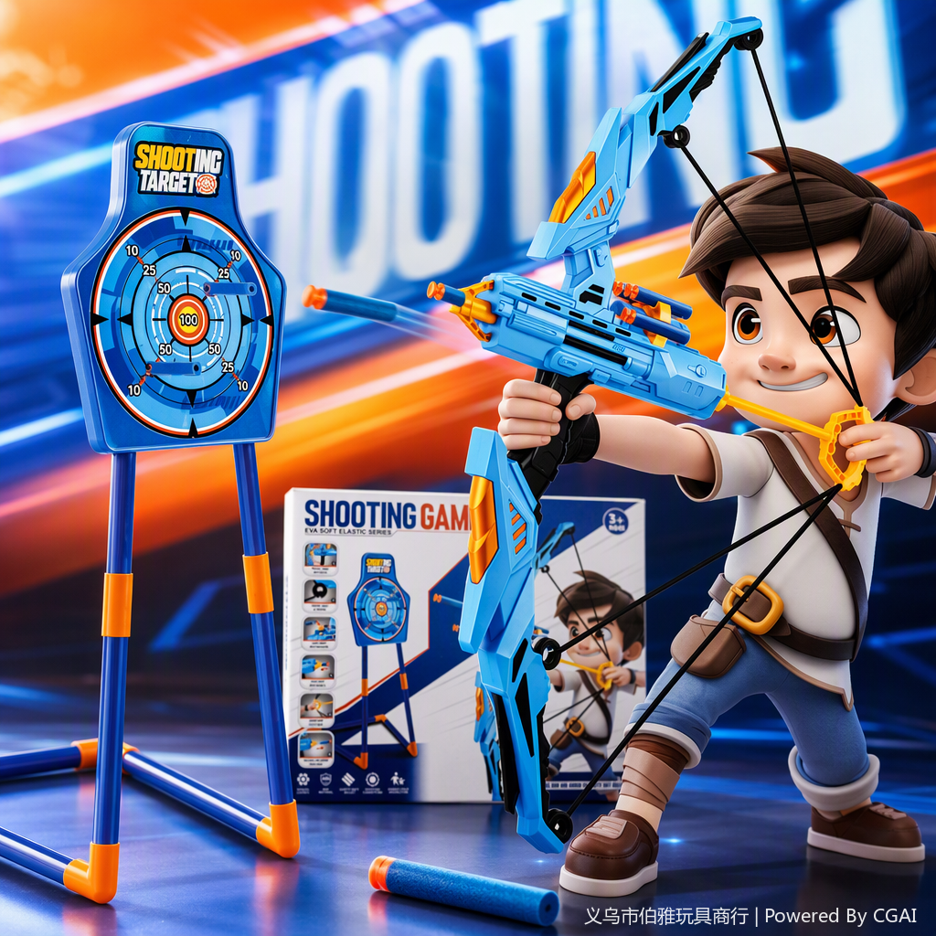 The children's blue bow and arrow toy set is safe and non-toxic, suitable for boys and girls as a shooting game gift Specification image