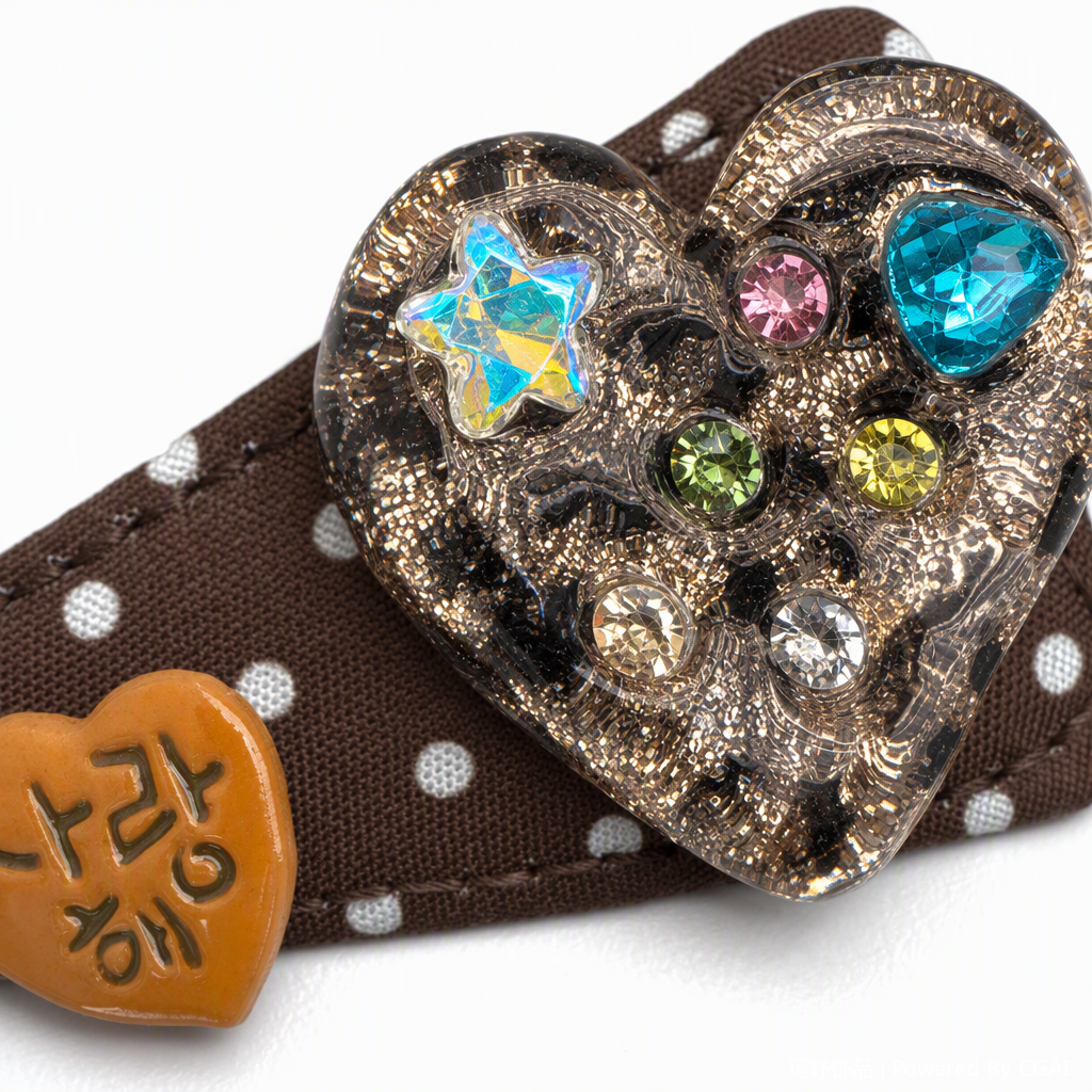 Fashionable brown polka dot hair clips, heart-shaped decorative hair accessories, sweet and cute hair clips, headwear and accessories Application Scenario