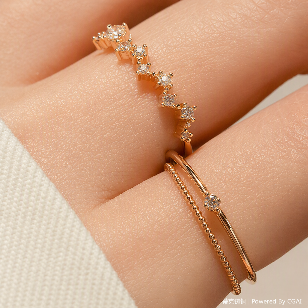 Fashionable and simple metal ring jewelry, couple rings for men and women, versatile and personalized trendy accessories details Picture