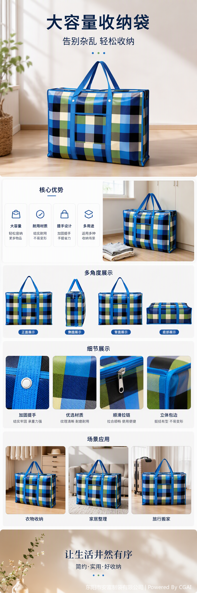 Multi-functional clothing storage box, storage bag, moving bag, large-capacity durable household waterproof storage bag, pp non-woven fabric bag, handbag, thickened quilt storage bag pic 1