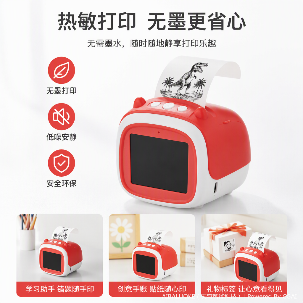 儿童彩色智能音箱红白色语音互动学习陪伴玩具儿童智能设备