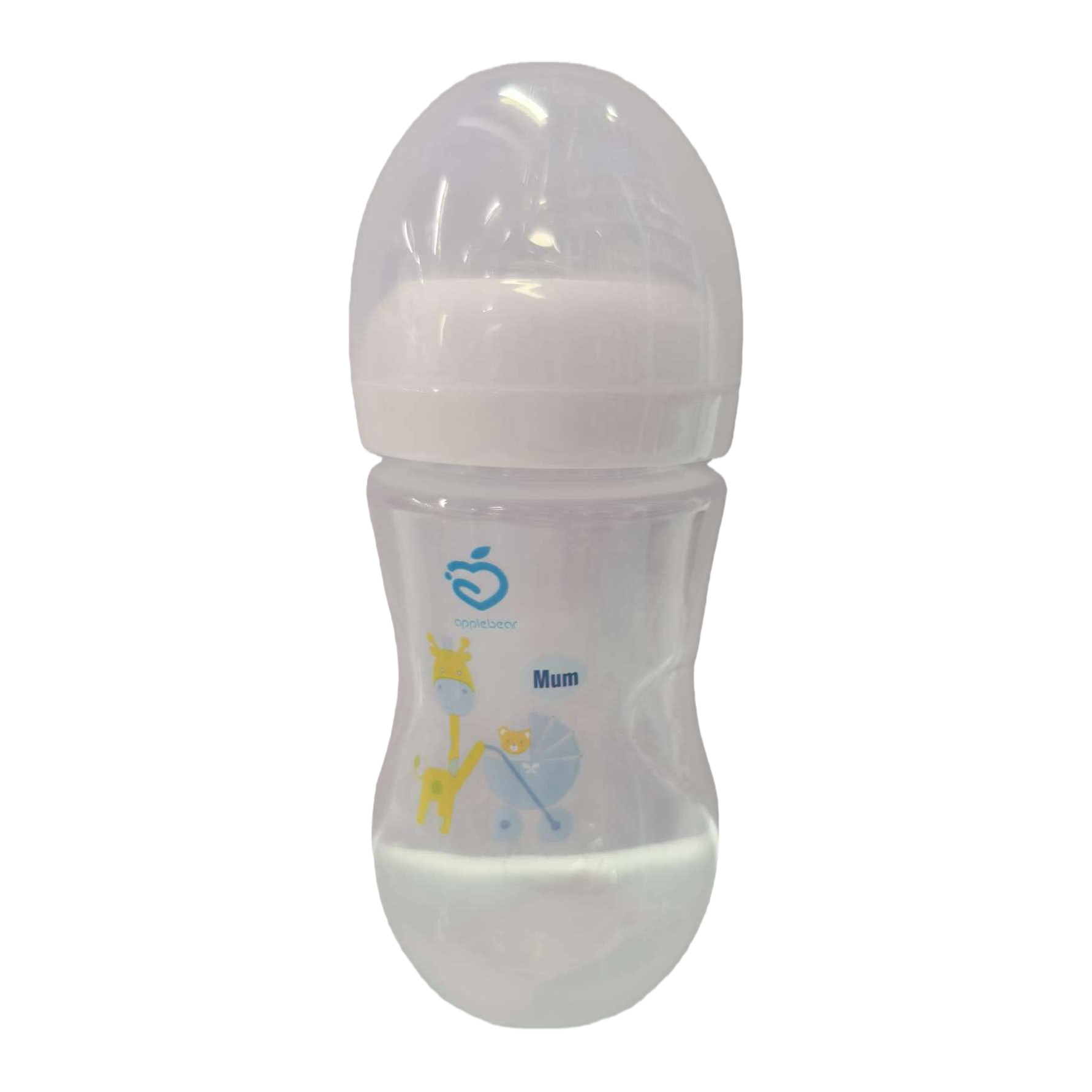applebear transparent baby bottle, baby bottle, giraffe stroller, printed anti-drop with handle, safe baby product, pp material, 250ml Item Picture