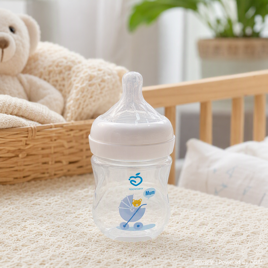 Baby bottle blue packaging box, anti-drop and heat-resistant, baby bottle, newborn products, children's bottle accessories, PP material 150ml details Picture