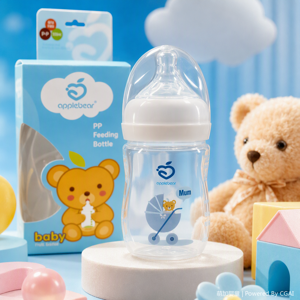 Baby bottle blue packaging box, anti-drop and heat-resistant, baby bottle, newborn products, children's bottle accessories, PP material 150ml Specification image