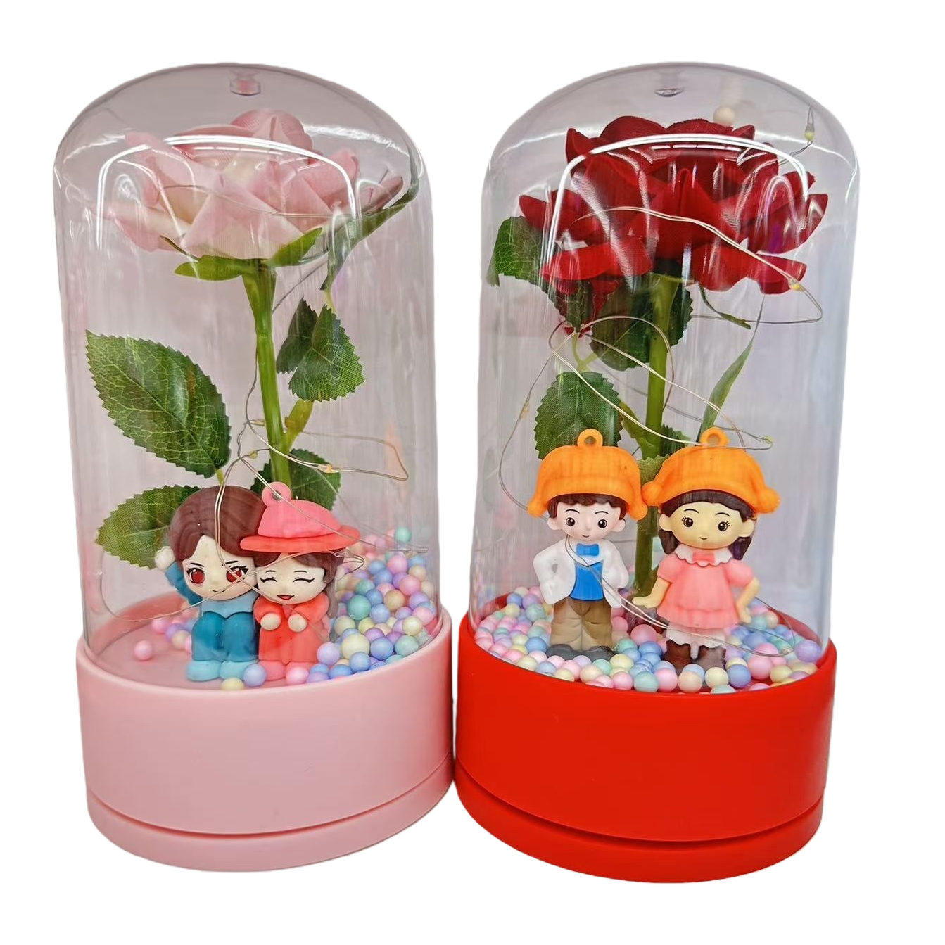 Base rosa cubierta transparente rosa pareja decoración romántica y creativa base roja cubierta transparente regalo pareja decoración Item Picture