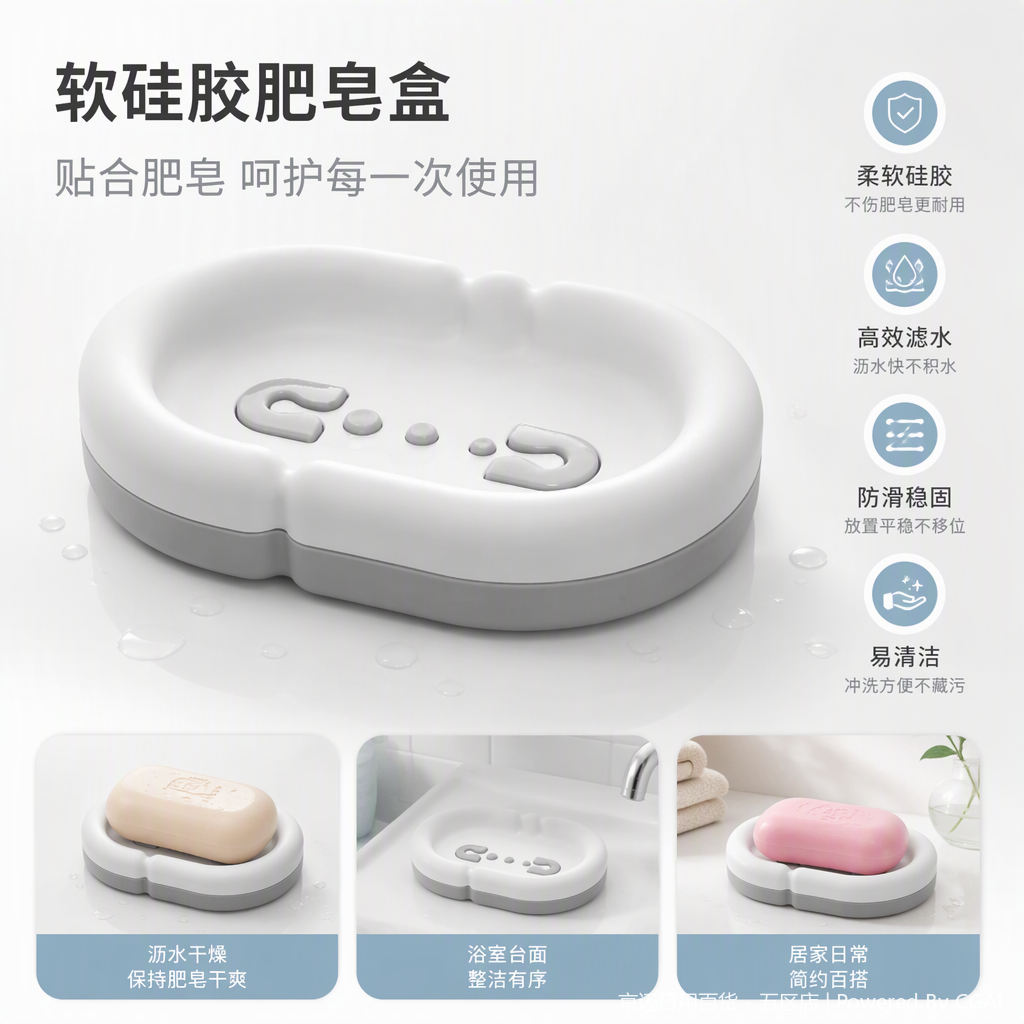 【CL】26Q4#3200 White suction cup soap tray Aromatherapy soap box, waterproof and anti-slip simple storage product for kitchen and bathroom