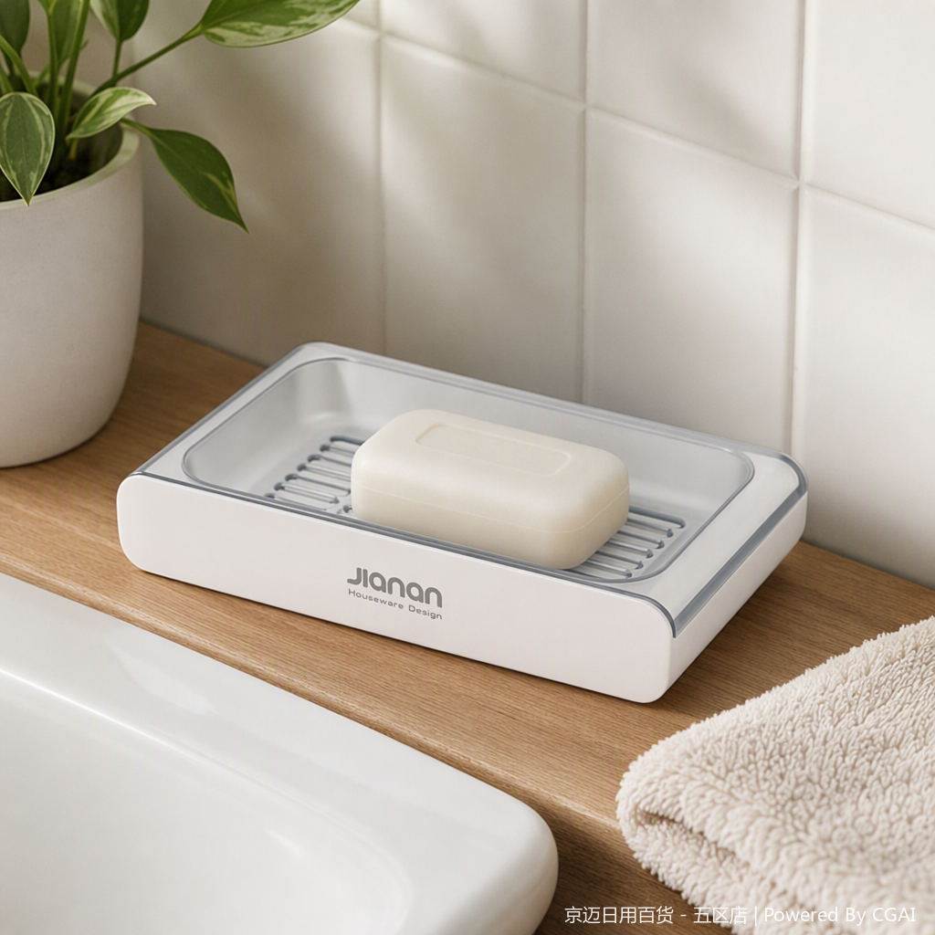 【CL】26Q4#3201 White grille suction cup soap tray aromatherapy soap box waterproof and moisture-proof simple bathroom storage product details Picture