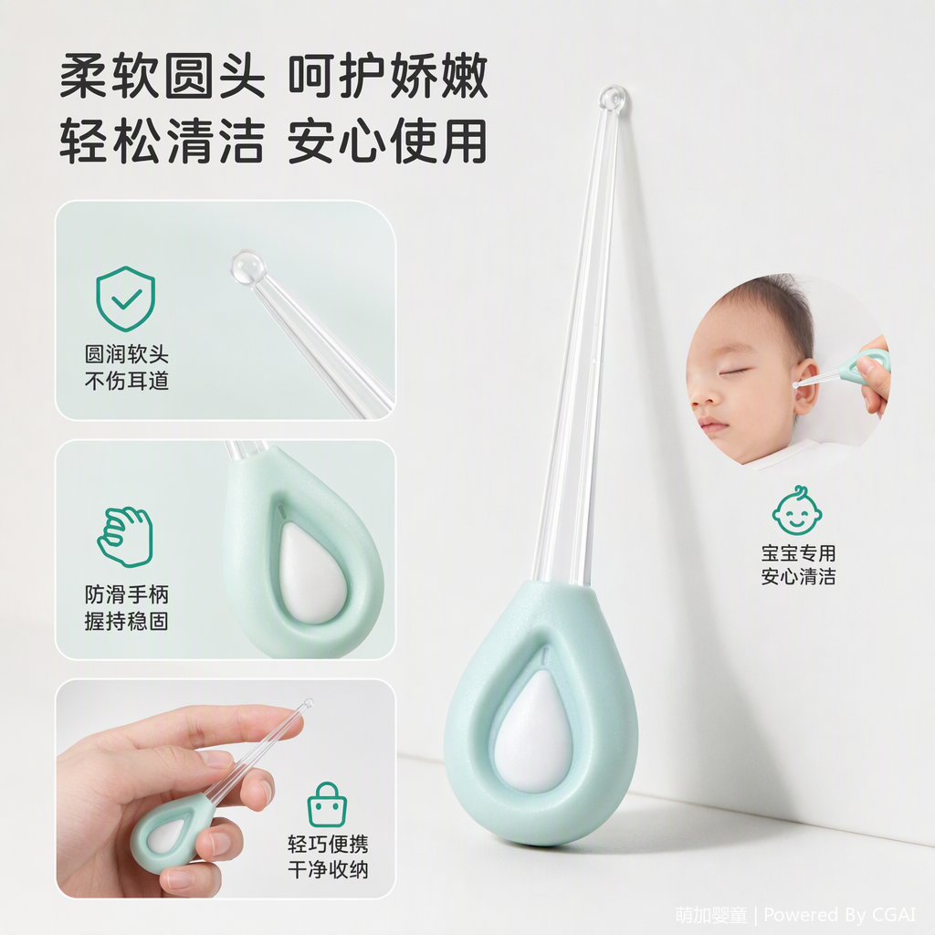 Baby luminous ear spoons available in multiple colors, safe and soft. A new children's product for cleaning babies' ears, convenient and essential for home use