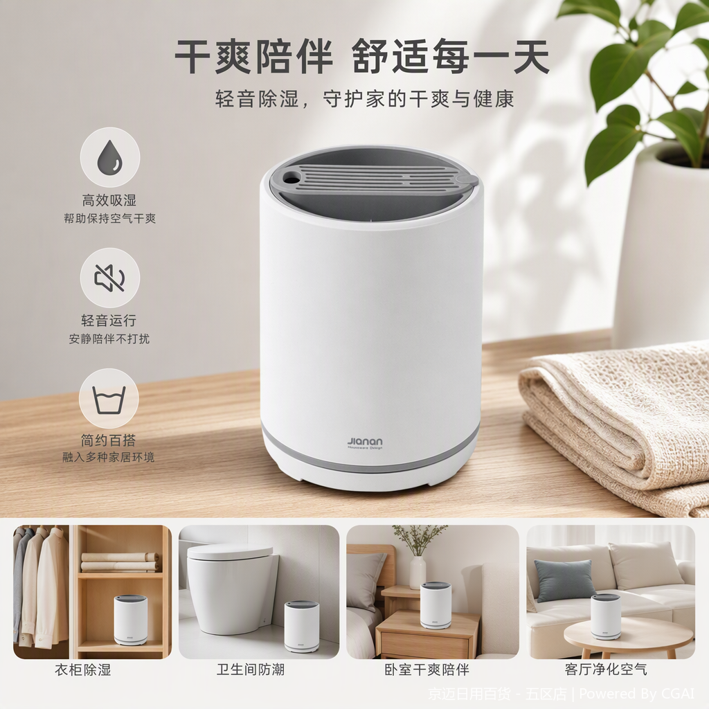 【CL】26Q4#6101 Multi-functional PP material bathroom trash can with lid, simple and practical hardware structure, household storage container