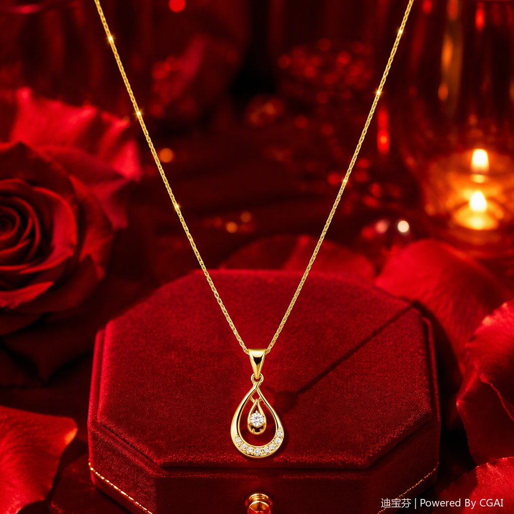 قلادة ذات قطرات ذهبية عصرية Specification image