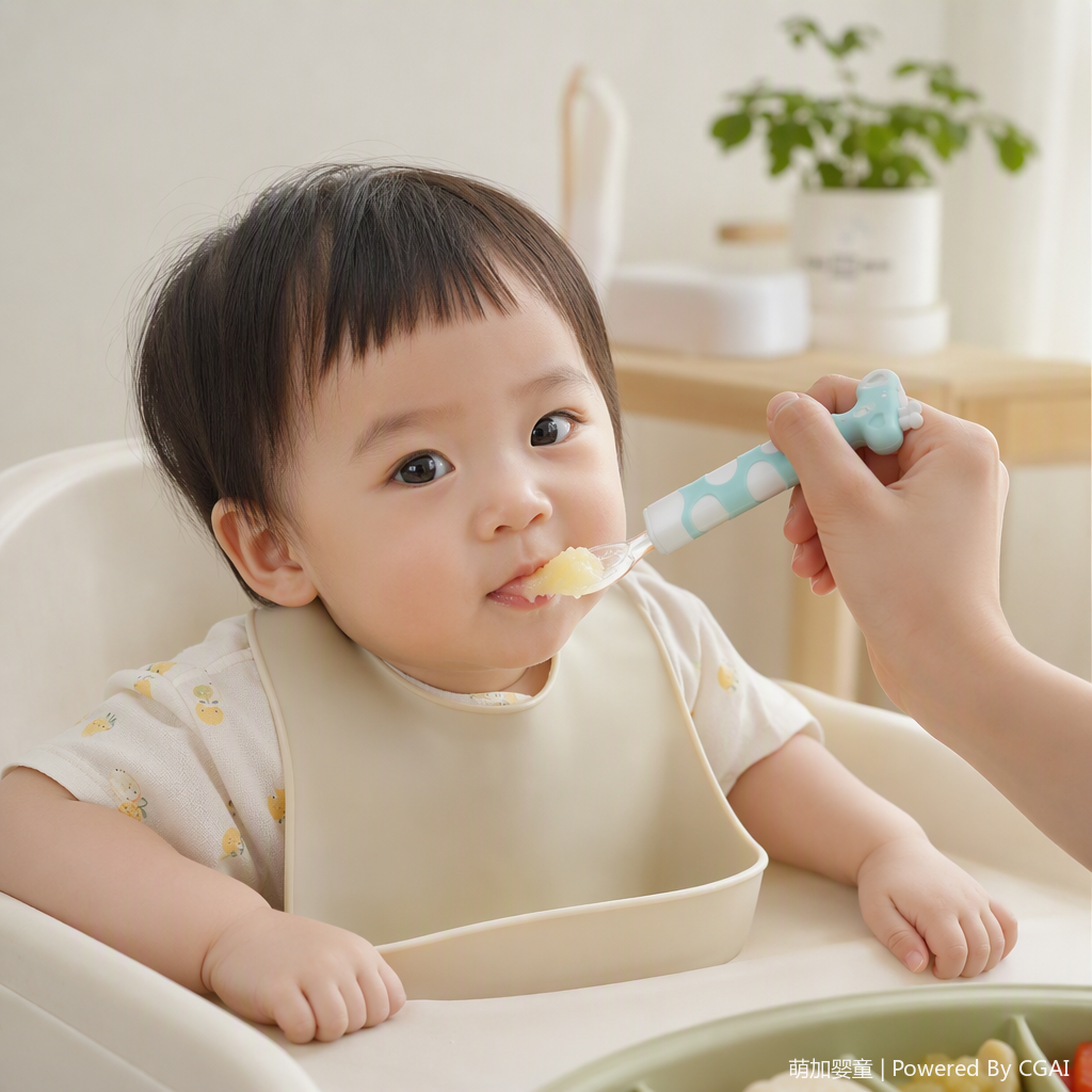 Colorful cartoon baby food spoon, children's baby training feeding spoon, safe, non-toxic, cute style cartoon giraffe silicone soft head spoon details Picture