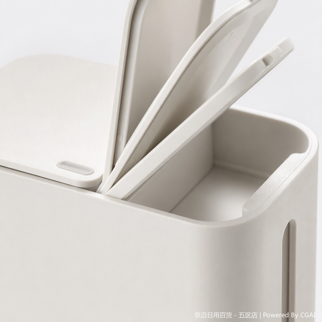 【CL】26Q4#3606 White hardware bathroom trash can with lid, PP material anti-odor household storage bucket, simple and practical Application Scenario