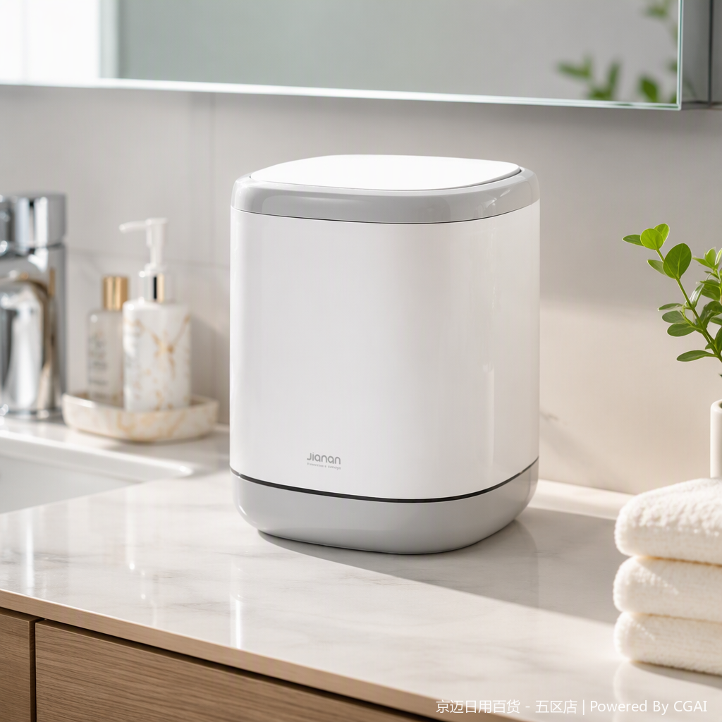 【CL】26Q4#3608 White cylindrical environmental sanitation trash can, large-capacity durable hygiene cleaning product for outdoor and indoor public places details Picture