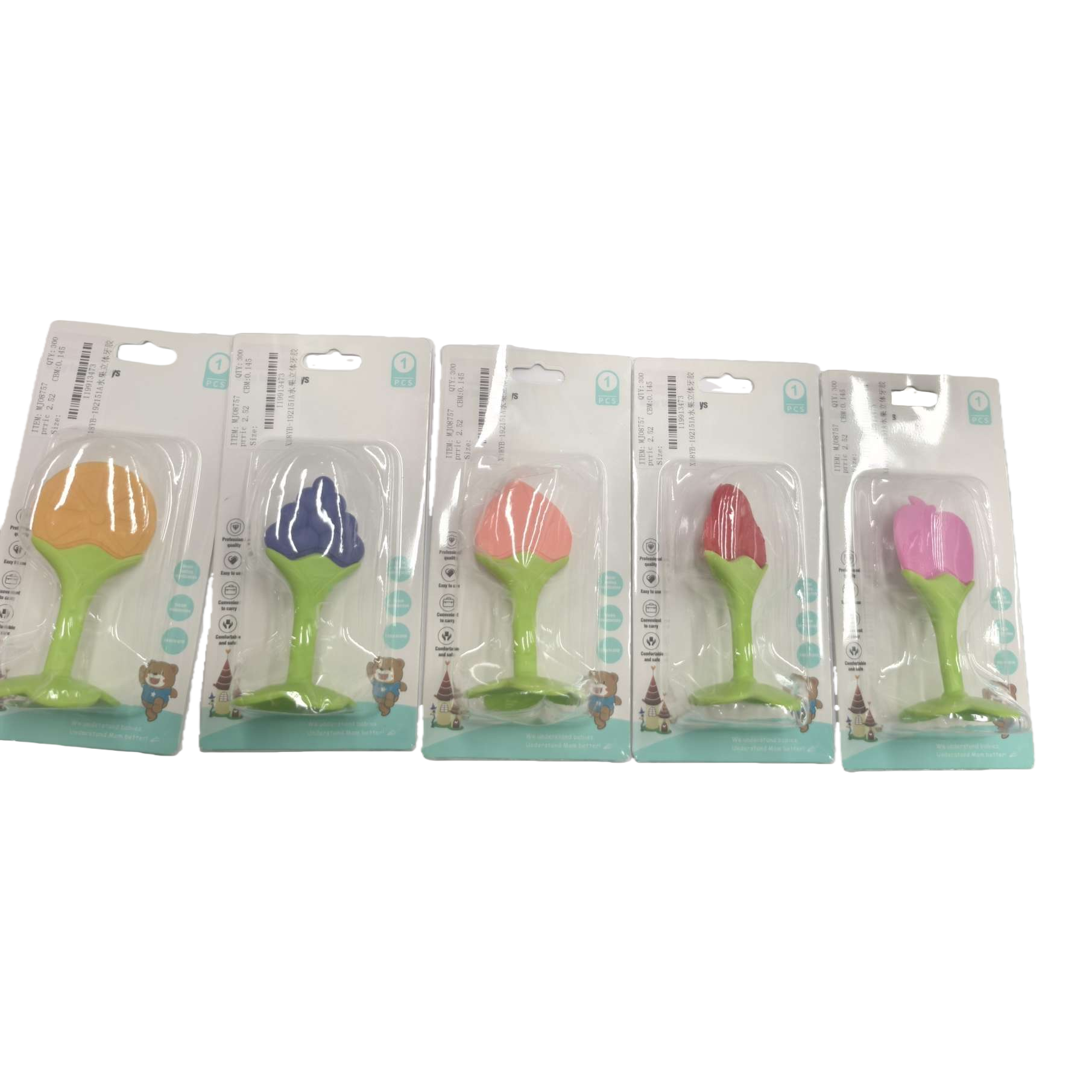 Colorful infant teething toys, baby teething comfort, hand-cranked intelligence early education products, three-dimensional fruit teething sticks, teething rings, teething rings, teething fun Item Picture