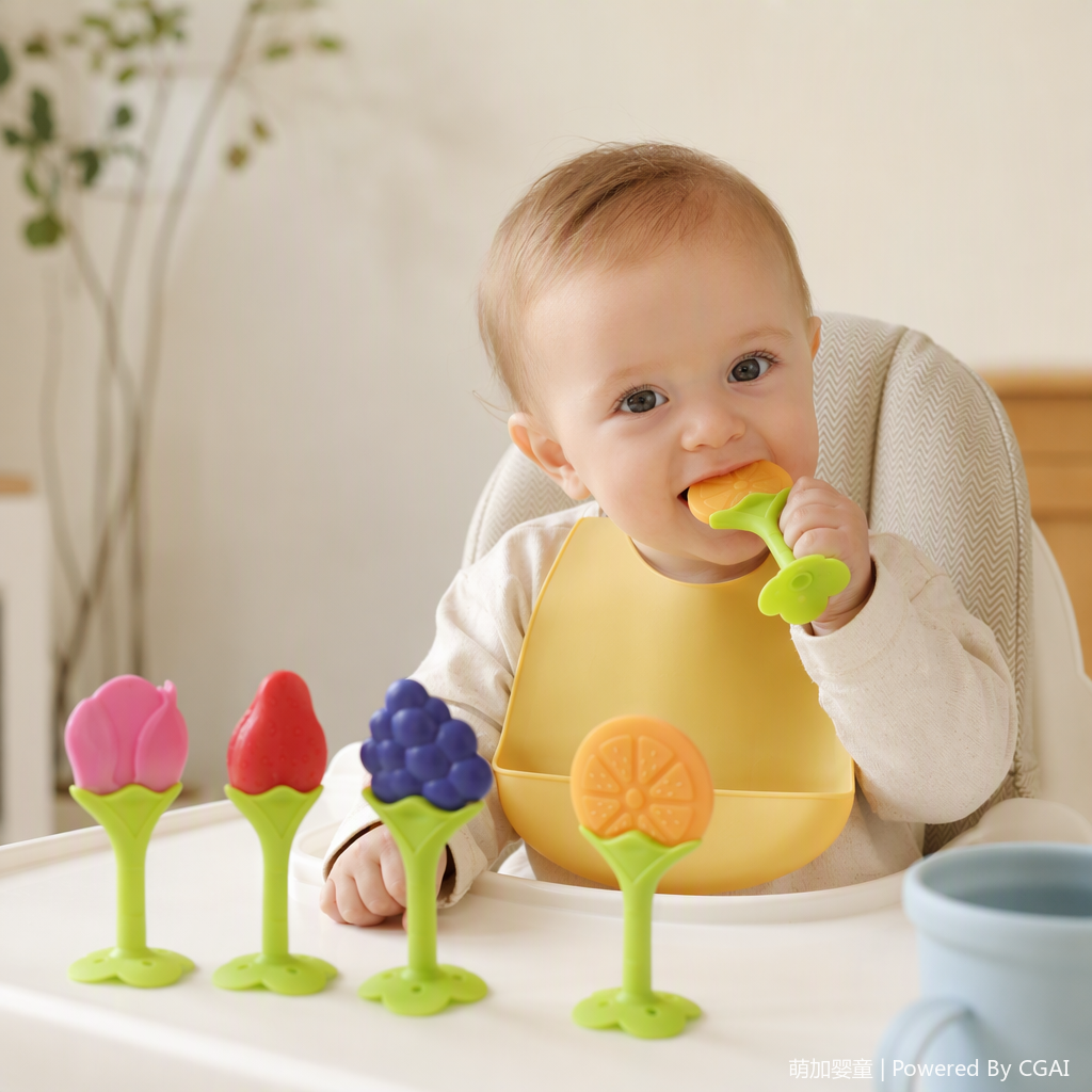Colorful infant teething toys, baby teething comfort, hand-cranked intelligence early education products, three-dimensional fruit teething sticks, teething rings, teething rings, teething fun details Picture