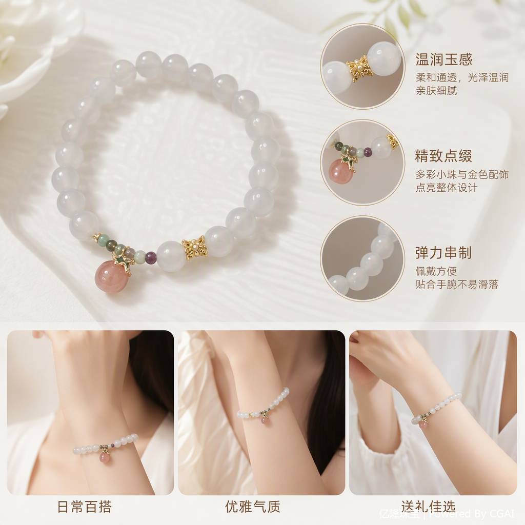 White beaded bracelet, a fashionable and simple hand-woven ladies' jewelry, is a versatile gift for your girlfriend