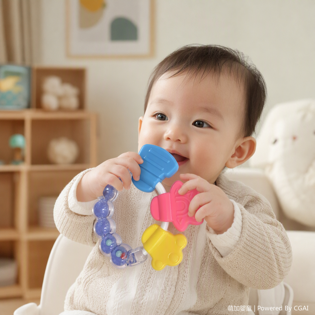 多彩婴幼儿牙胶玩具套装宝宝磨牙安抚益智早教礼盒儿童玩具牙胶响铃摇铃咬咬胶咬咬乐产品图
