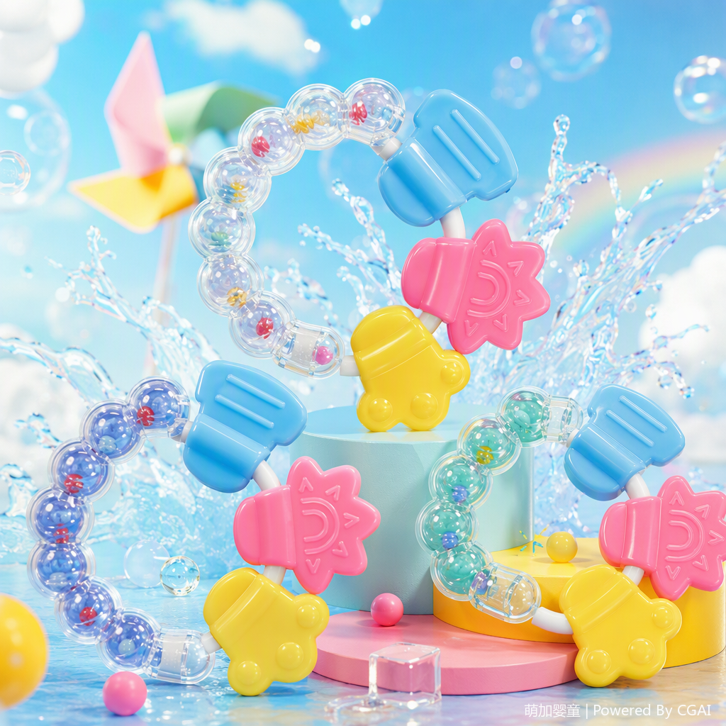 多彩婴幼儿牙胶玩具套装宝宝磨牙安抚益智早教礼盒儿童玩具牙胶响铃摇铃咬咬胶咬咬乐细节图