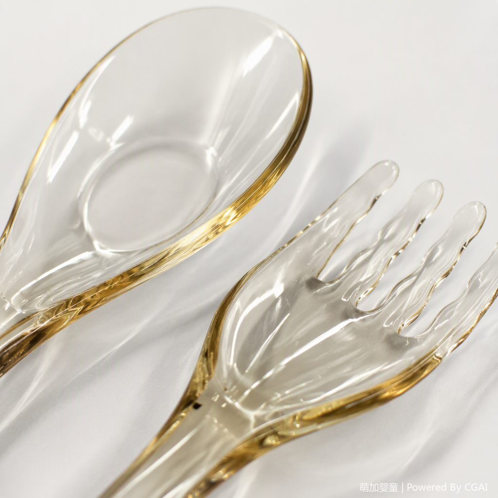 High-end amber transparent tableware spoon and fork set, heat-resistant restaurant household tableware table supplies PPSU training fork and spoon set Application Scenario
