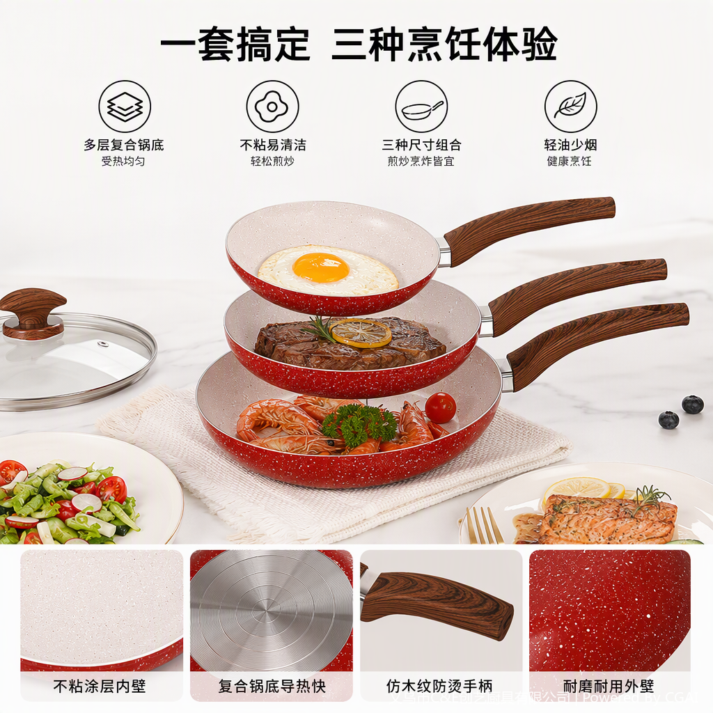 Multi-functional kitchen cookware set, household soup and stir-frying pot set, durable and practical kitchenware set Specification image