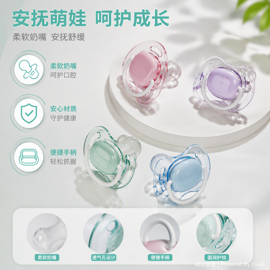 多彩安抚奶嘴包装盒婴儿用品柔软硅胶宝宝安慰奶嘴礼盒装安全干净安抚奶嘴