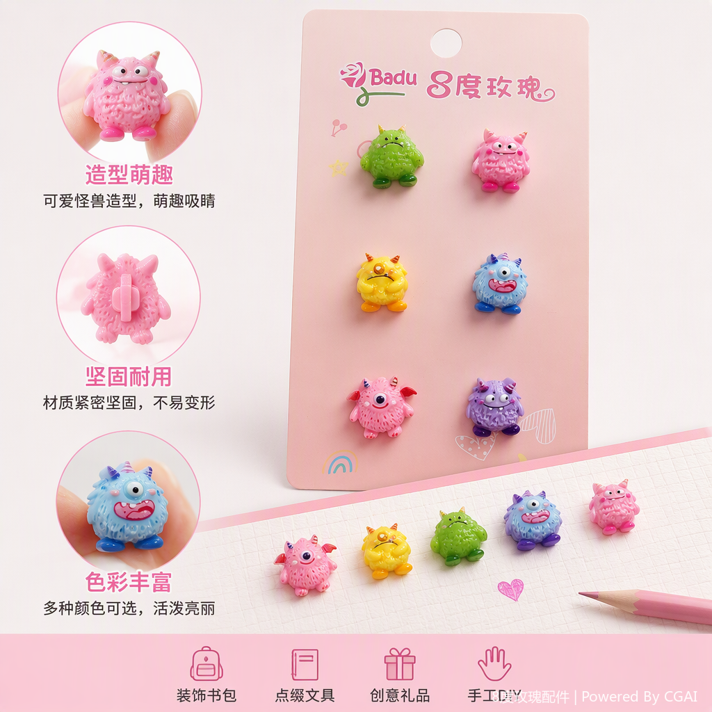 Colorful and fun monster-shaped jewelry, creative and personalized trendy accessories, essential gifts for children and students to dress up