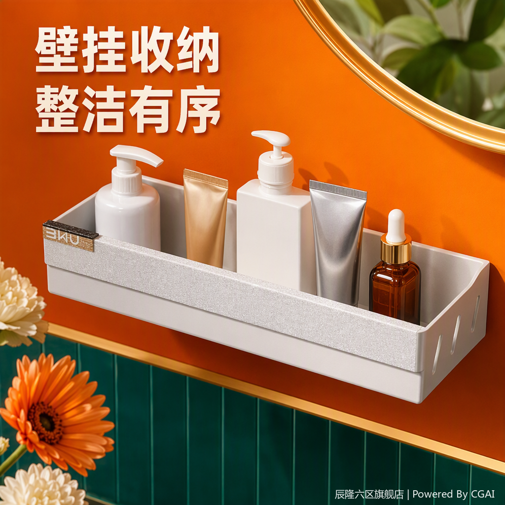 【CL】26Q4#8227 Multi-functional non-drilling folding layer rack, white perforated board, bathroom toilet storage and organization rack, storage rack Specification image