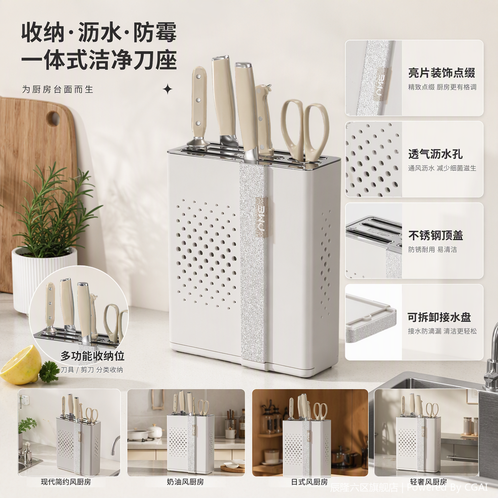 【CL】26Q4#8806 Multi-functional Kitchen knife set: Kitchen knives, chef knives, engraving knives, knife rack storage, complete set of kitchen knife combinations