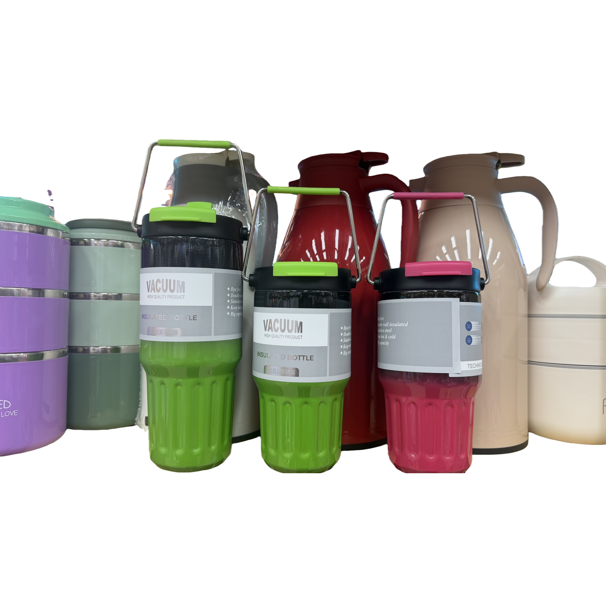 Stainless steel double-layer insulated portable water cup, thermos flask, student sports tea cup, green model, capacity 350ml Item Picture