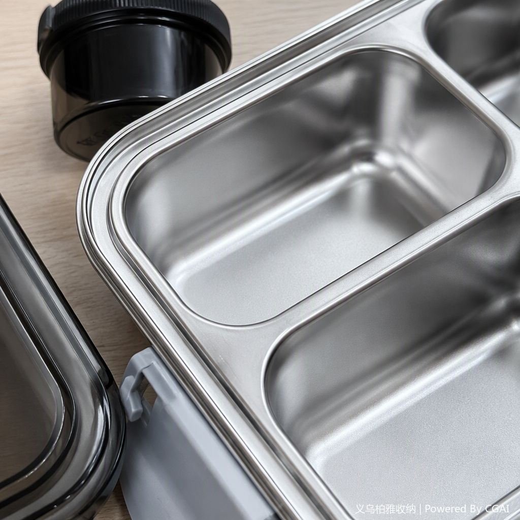 Multi-compartment silver portable lunch box, student lunch box, microwave oven-safe tableware storage box, simple and fashionable tableware box Application Scenario