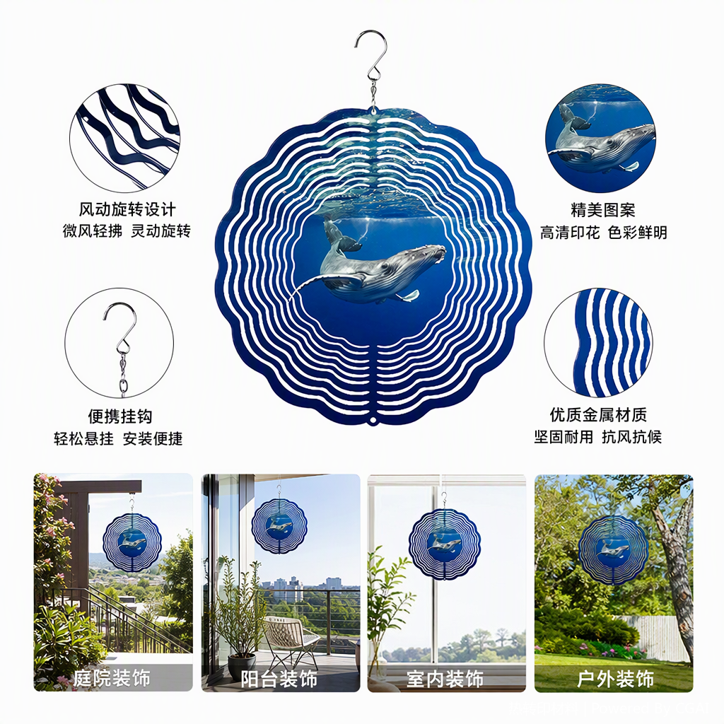 热升华金属风铃空白轮廓风铃装饰挂件优雅清新风格