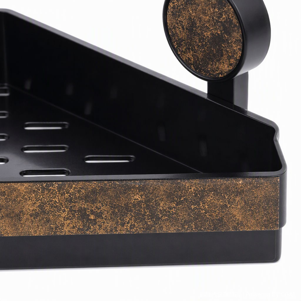 【CL】26Q4#8819 multi-functional black triangular storage rack with circular textured hanging holes, simple storage rack, home decoration product Specification image