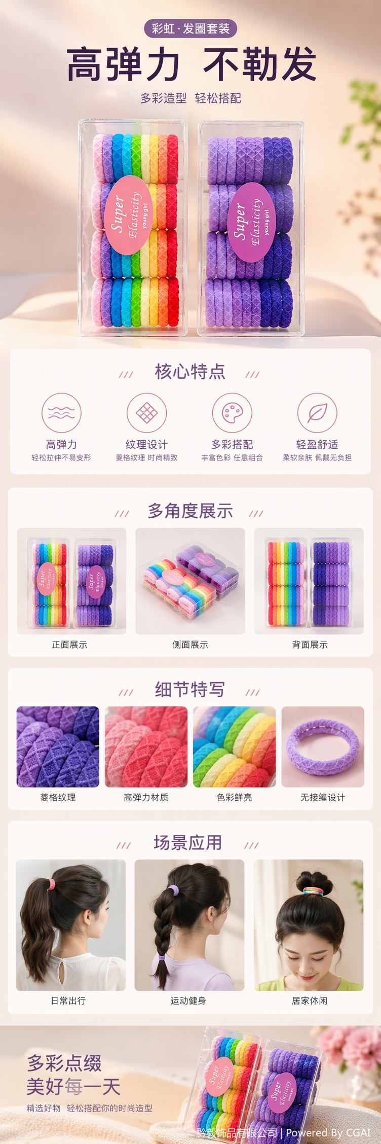 2026 nuevo macaron mezcla de colores hair loop mujeres ins viento alto elástico elástico chica corazón atado pelo cuerda de cabeza wholesale pic 1