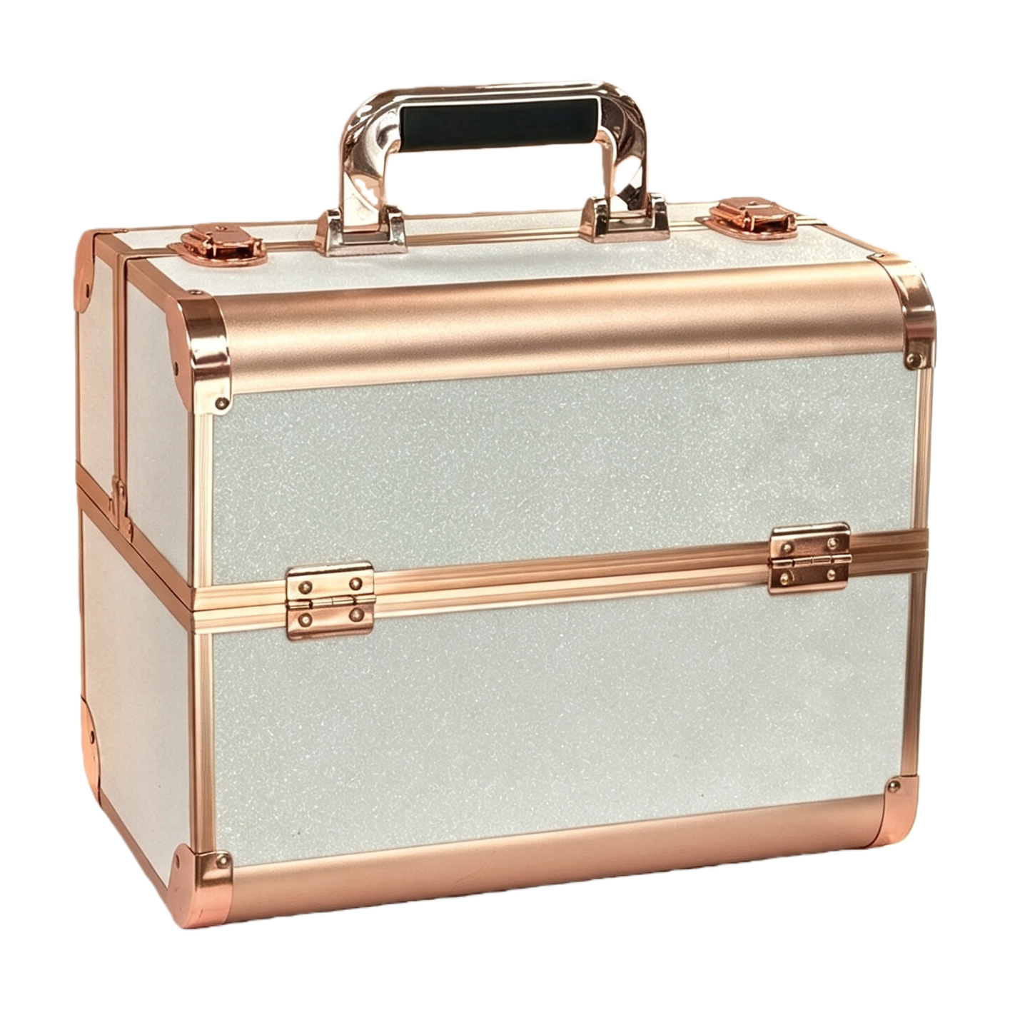 Glitter Fine Flash Rose Gold aluminum alloy portable makeup box, large Capacity multi-layer powder box storage box, portable follow-up makeup box, nail art toolbox, durable beauty storage box, home cosmetics storage box, Adiva 1407XS pic 6