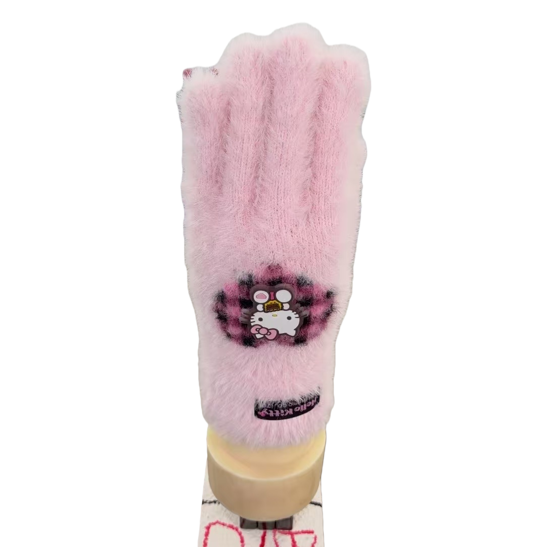 The warm and soft pink fleece gloves keep the hands warm and are a fashionable trend for ladies to protect their hands from the cold in autumn and winter Item Picture