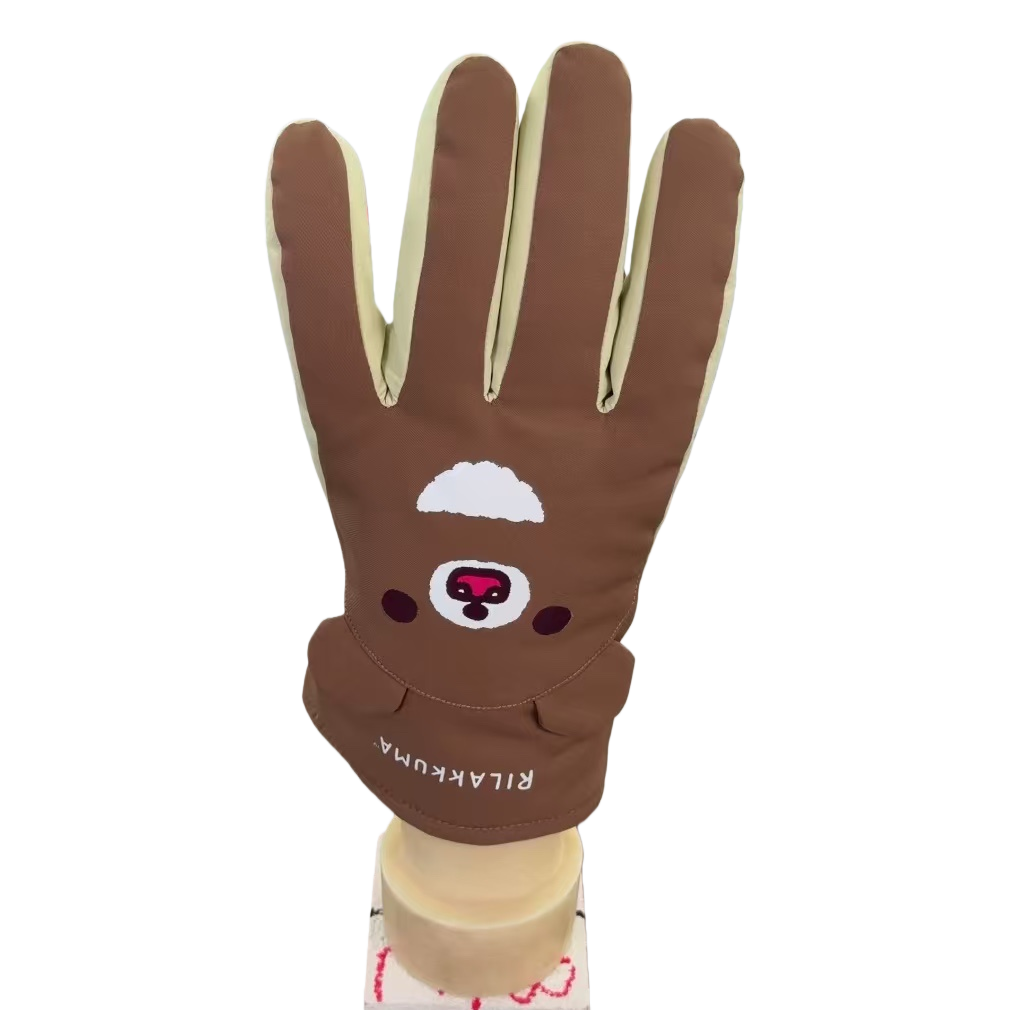 Cute cartoon gloves for warm hands for boys, girls and children in brown style in autumn and winter. Colorful warm and cold-proof hand care products Item Picture