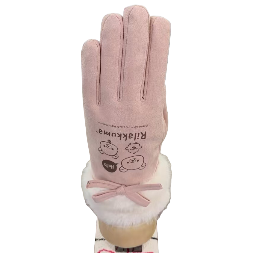 Soft and comfortable pink gloves for cold protection and warmth, fashionable hand care for ladies, a must-have in winter Item Picture