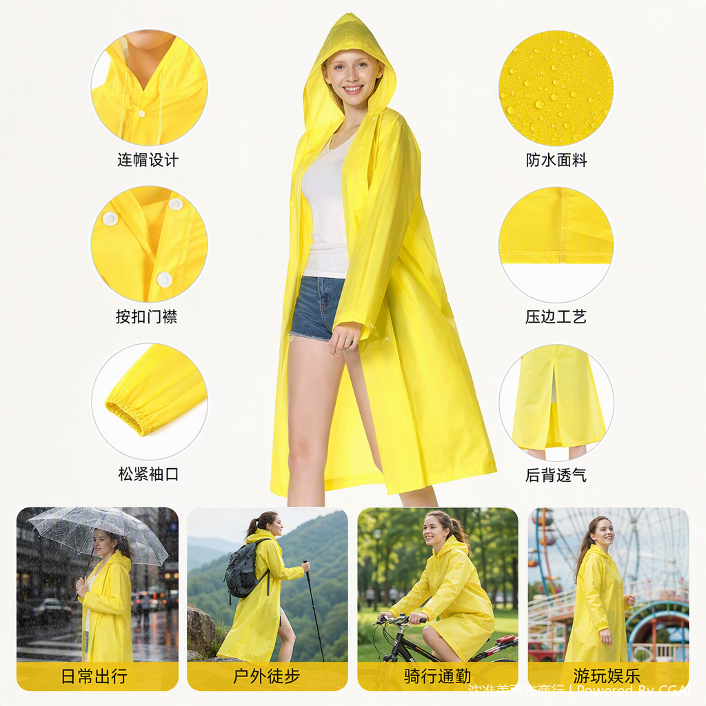 多功能户外防风遮阳雨披防雨衣便携防水雨披防风雨具遮阳防雨用品产品图