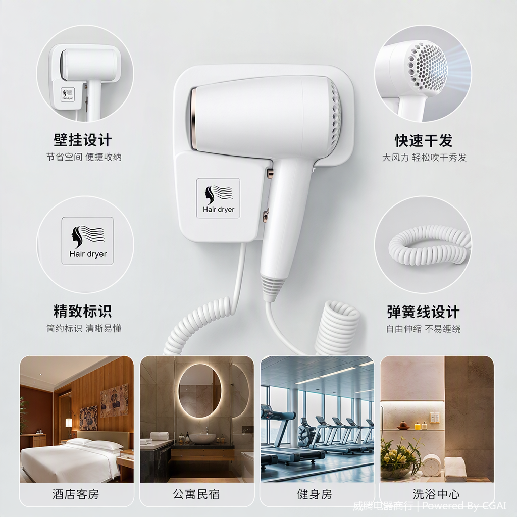 The multi-functional kitchen and bathroom hair dryer stand is a wall-mounted anti-slip and anti-corrosion storage rack for the kitchen and bathroom, which is simple and practical