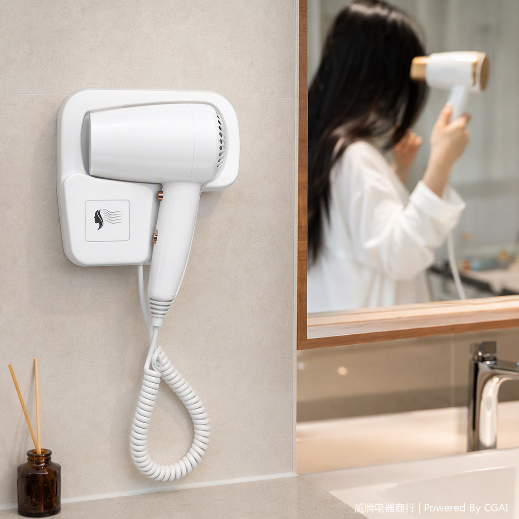 The multi-functional kitchen and bathroom hair dryer stand is a wall-mounted anti-slip and anti-corrosion storage rack for the kitchen and bathroom, which is simple and practical Item Picture