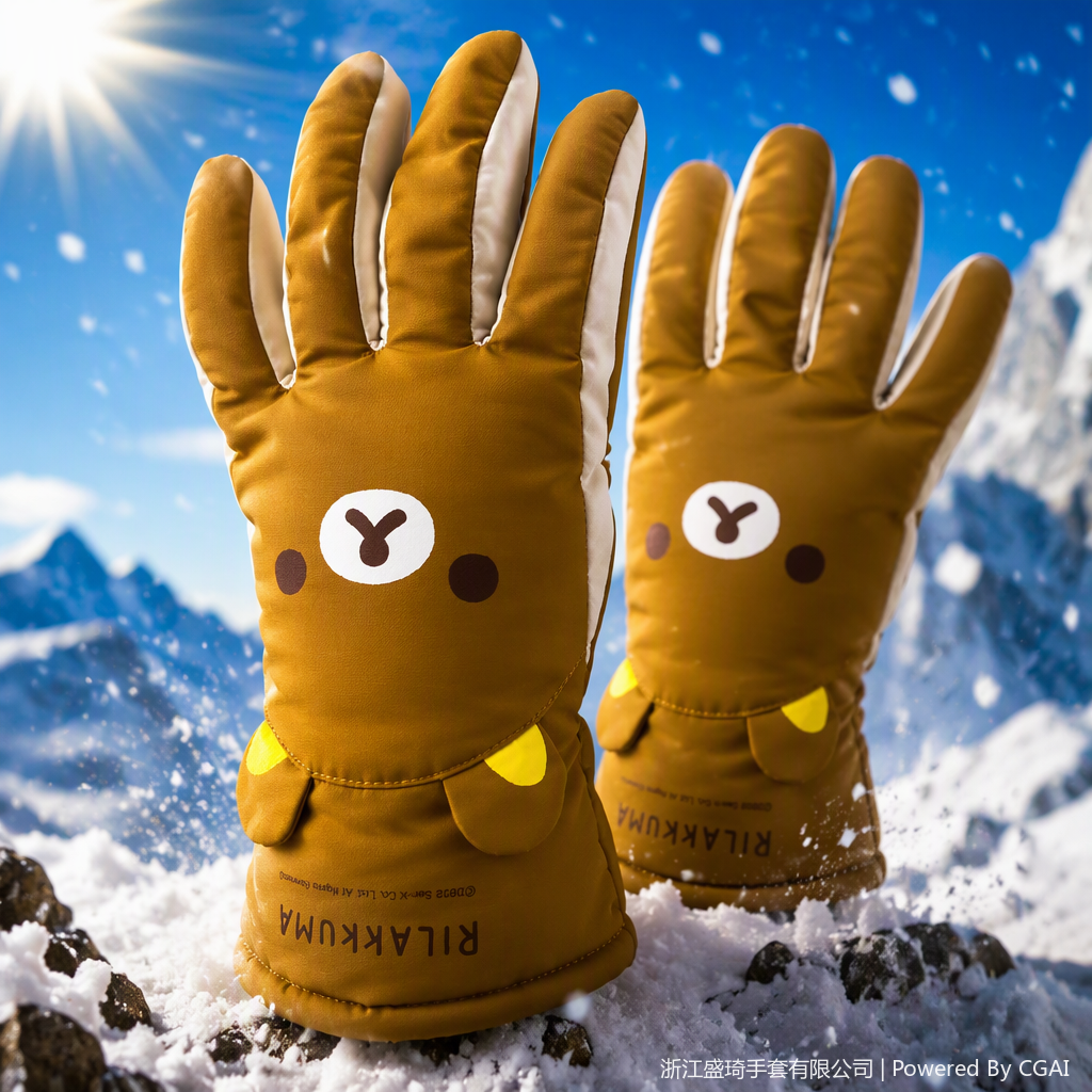 Cute cartoon-style brown gloves for boys and girls, a warm and comfortable children's gift for autumn and winter Specification image