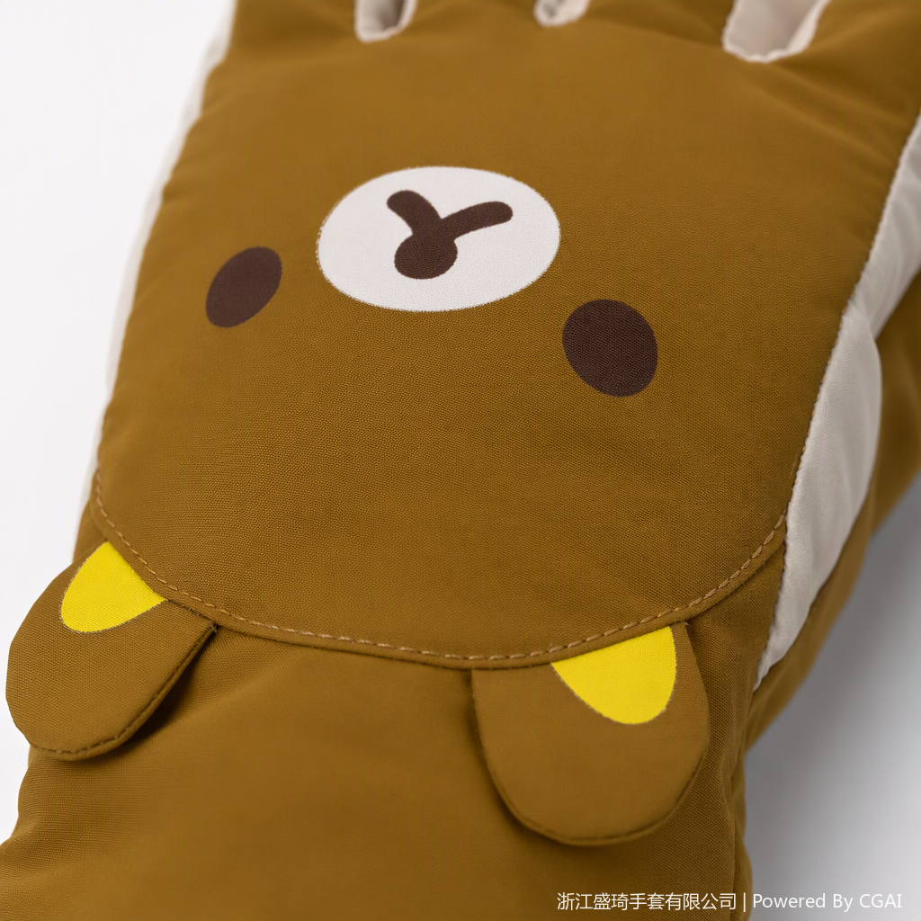 Cute cartoon-style brown gloves for boys and girls, a warm and comfortable children's gift for autumn and winter Application Scenario