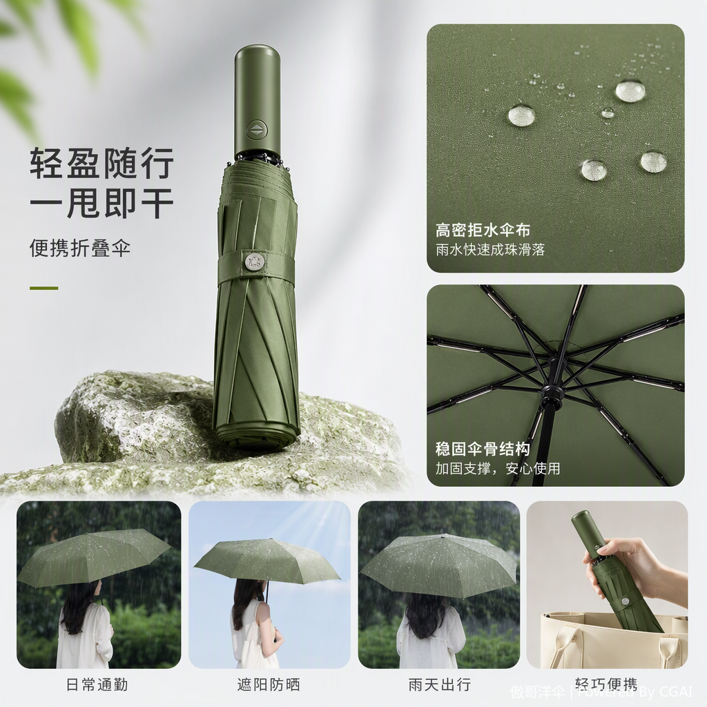 This multi-functional umbrella is windproof, sunproof, rainproof, portable, lightweight, fashionable and suitable for both men and women. It is a must-have for outdoor activities details Picture
